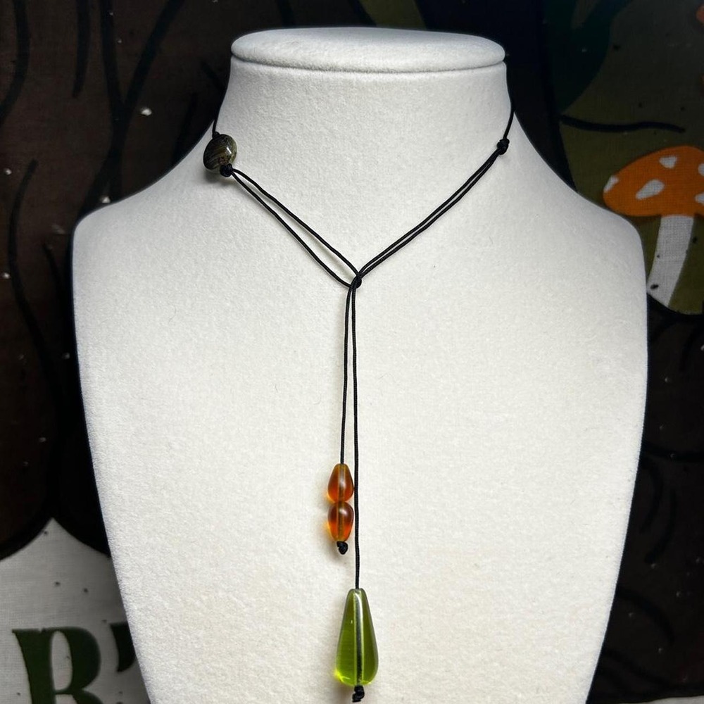 earthy lariat necklace boho dainty cottagecore bolo minimalist bohemian cord